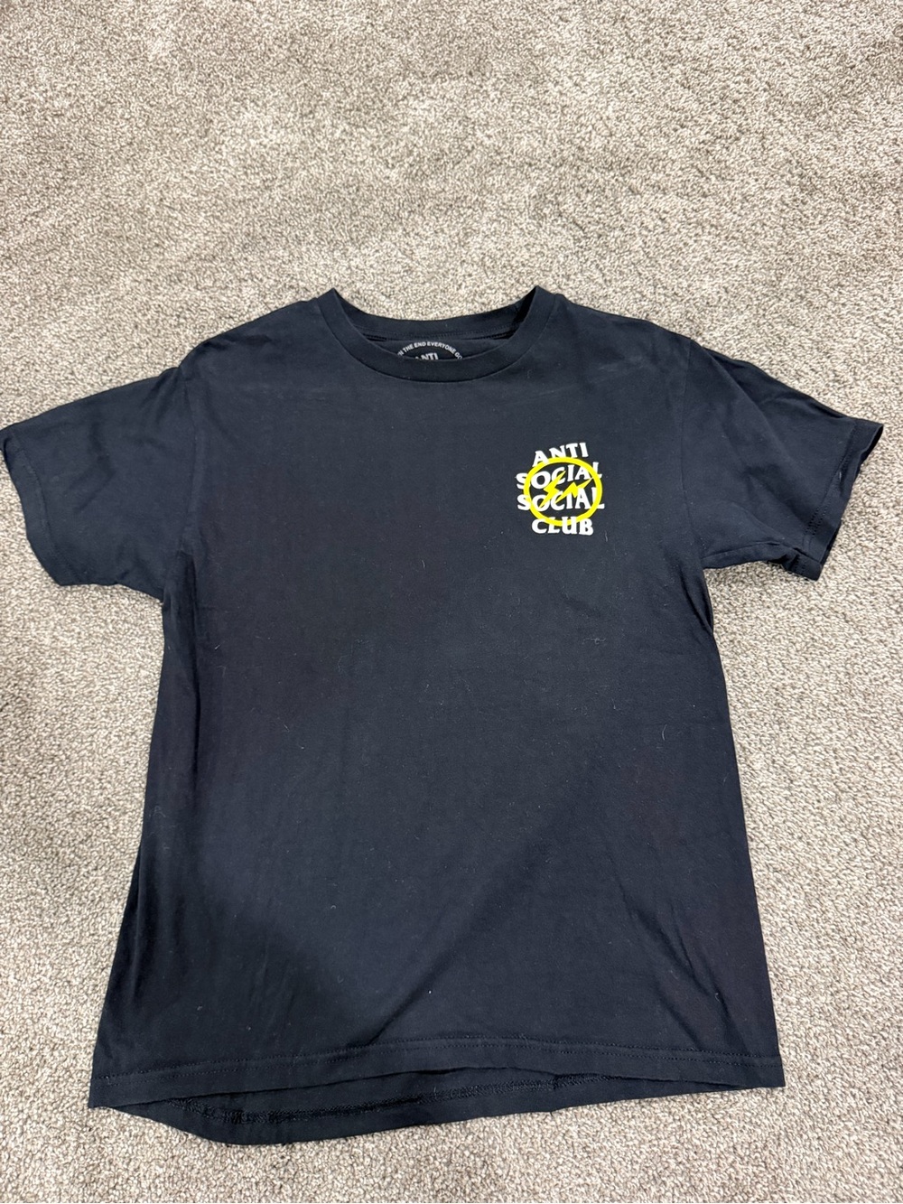 Anti Social Social Club Black T-Shirt with Yellow Logo Accent